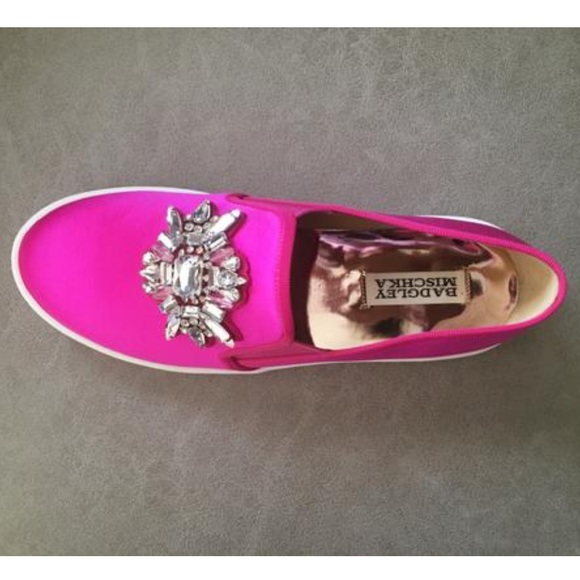 Badgley Mischka Pink Barre Jewelled Sneaker 6.5 - Picture 2 of 5